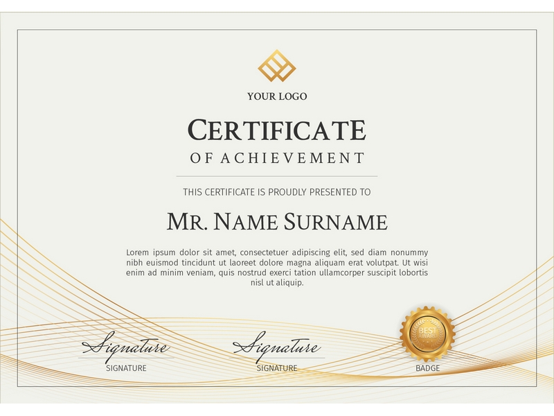ประกาศนียบัตร, เกียรติบัตร (Certificate)